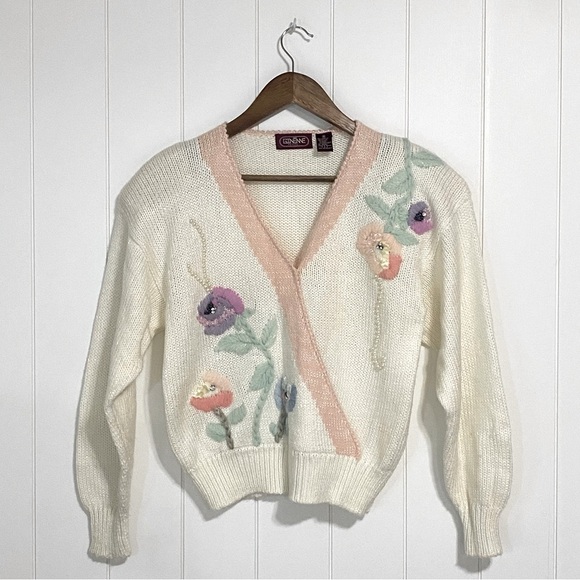 Vintage embellished wrap sweater size M - Picture 2 of 13